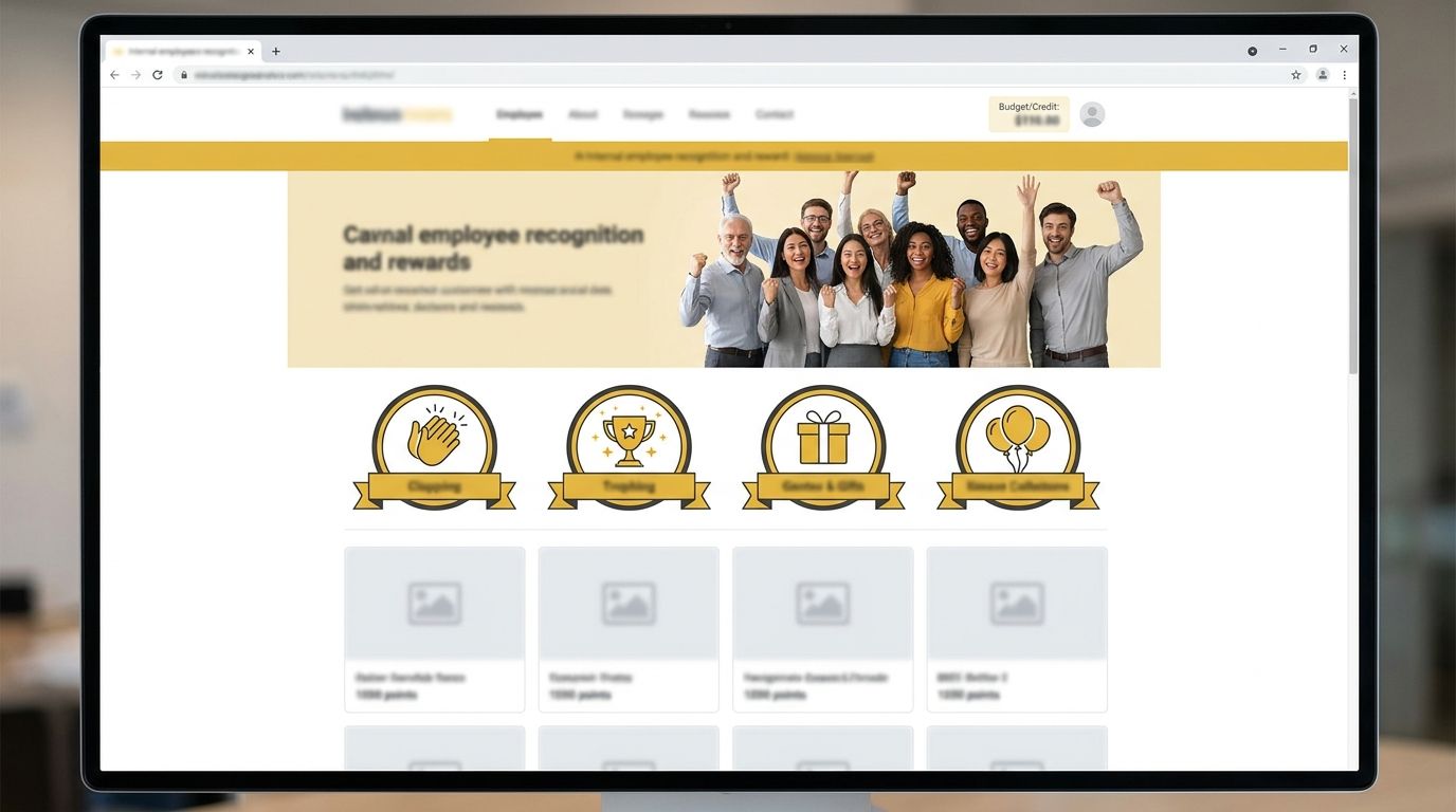 The private employee recognition store we operate, showing recognition categories and celebration badges